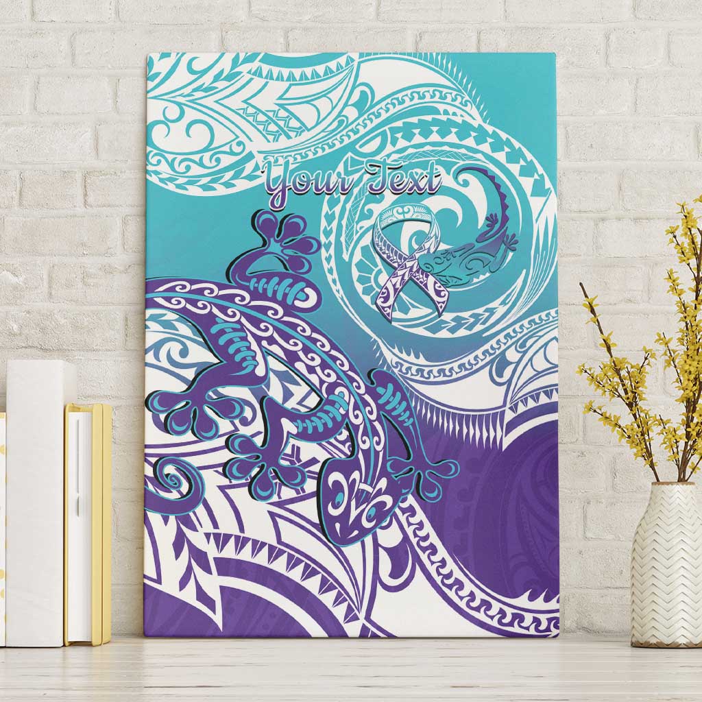Personalised New Zealand Suicide Prevention Month Canvas Wall Art You Matter NZ Fern With Maori Koru Lizard LT14 Without Frame Teal - Polynesian Pride