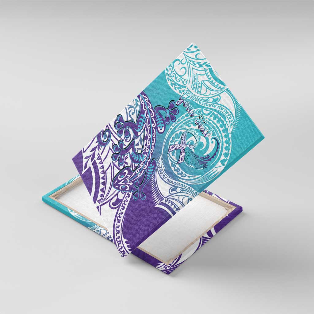 Personalised New Zealand Suicide Prevention Month Canvas Wall Art You Matter NZ Fern With Maori Koru Lizard LT14 With Frame Teal - Polynesian Pride