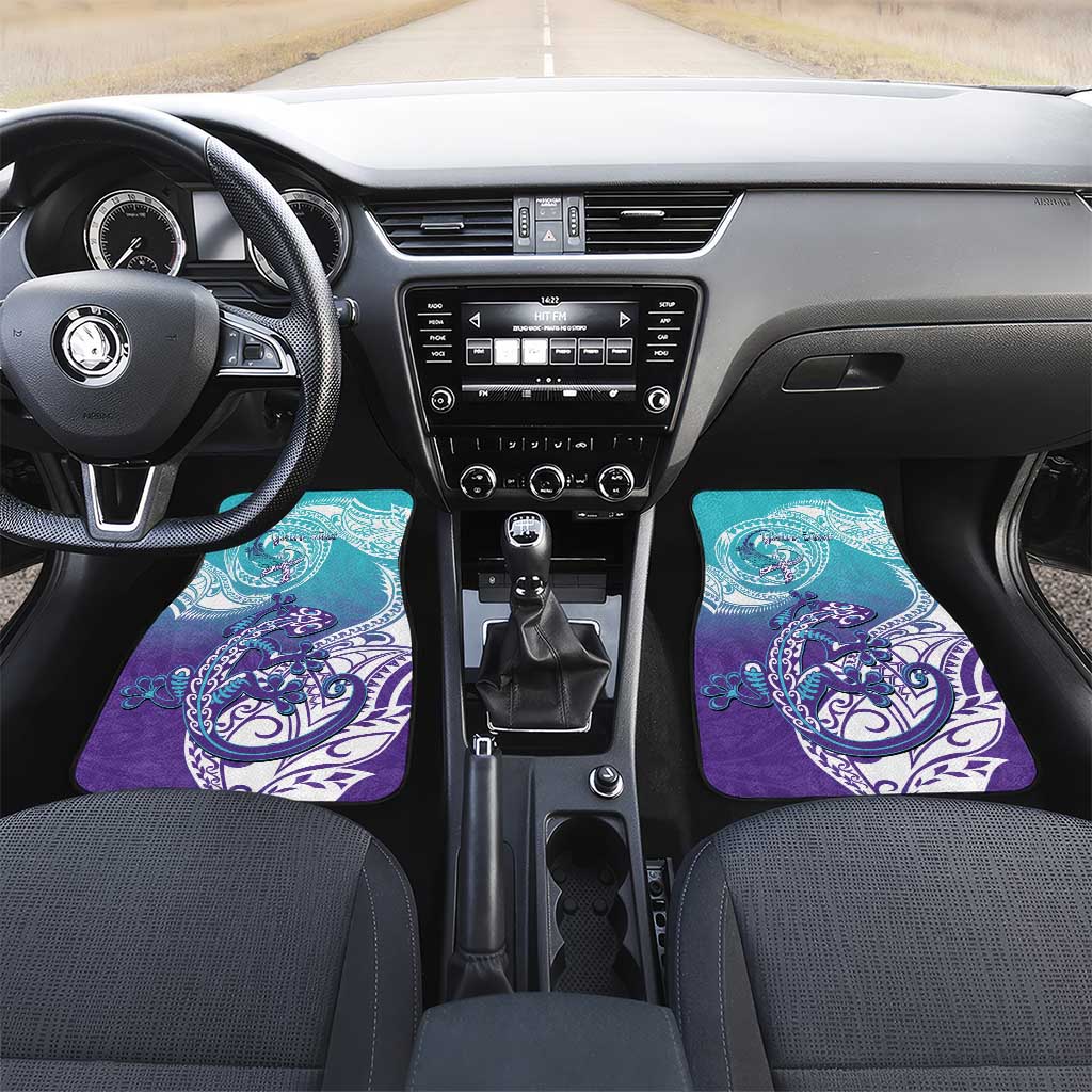 Personalised New Zealand Suicide Prevention Month Car Mats You Matter NZ Fern With Maori Koru Lizard LT14 Set 2pcs - Front Teal - Polynesian Pride