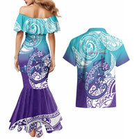 Personalised New Zealand Suicide Prevention Month Couples Matching Mermaid Dress and Hawaiian Shirt You Matter NZ Fern With Maori Koru Lizard LT14 - Polynesian Pride