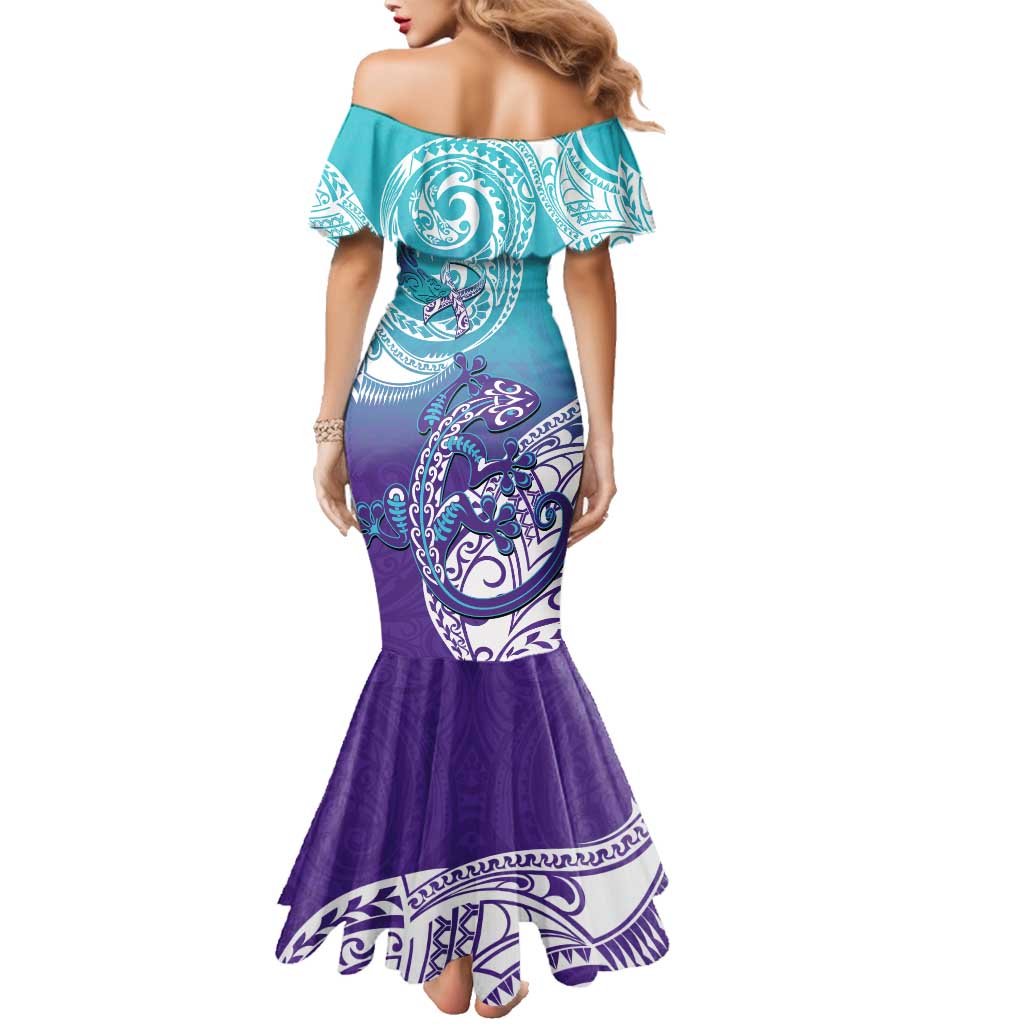 Personalised New Zealand Suicide Prevention Month Family Matching Mermaid Dress and Hawaiian Shirt You Matter NZ Fern With Maori Koru Lizard LT14 - Polynesian Pride