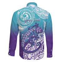 Personalised New Zealand Suicide Prevention Month Family Matching Off The Shoulder Long Sleeve Dress and Hawaiian Shirt You Matter NZ Fern With Maori Koru Lizard LT14 - Polynesian Pride