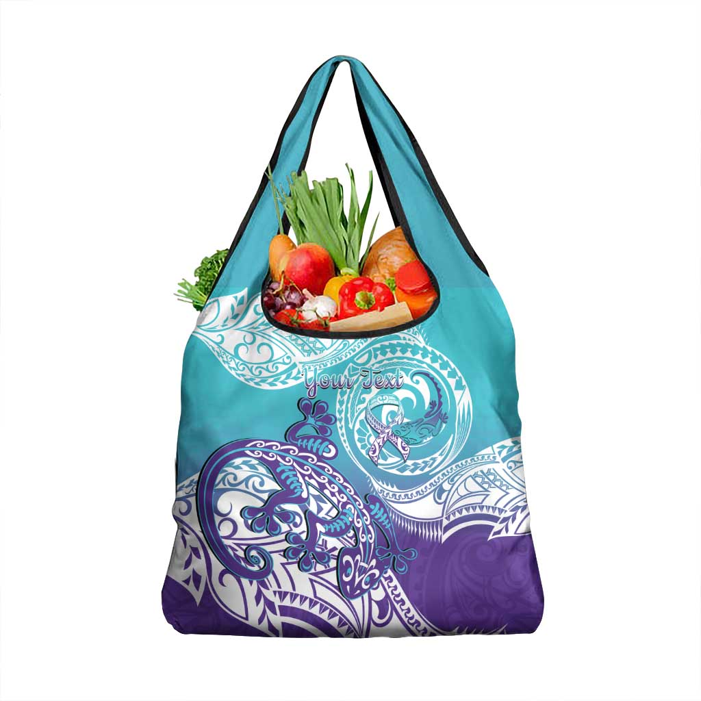 Personalised New Zealand Suicide Prevention Month Grocery Bag You Matter NZ Fern With Maori Koru Lizard LT14 1-pack One Size Teal - Polynesian Pride