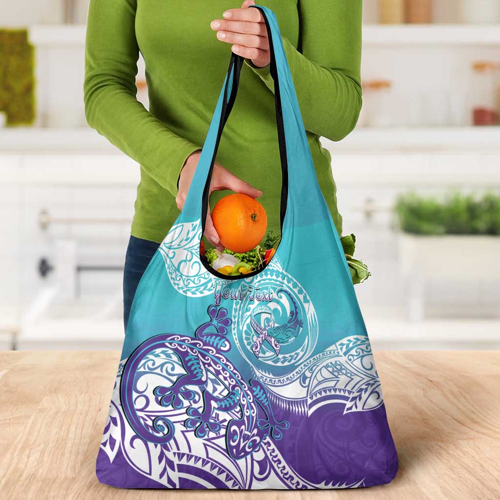 Personalised New Zealand Suicide Prevention Month Grocery Bag You Matter NZ Fern With Maori Koru Lizard LT14 - Polynesian Pride