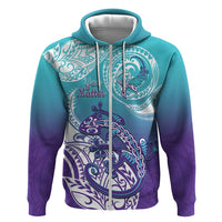 Personalised New Zealand Suicide Prevention Month Hoodie You Matter NZ Fern With Maori Koru Lizard LT14 Zip Hoodie Teal - Polynesian Pride