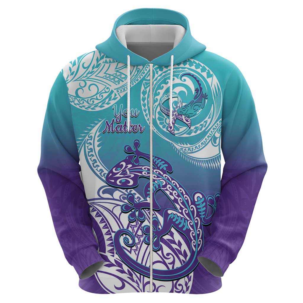 Personalised New Zealand Suicide Prevention Month Hoodie You Matter NZ Fern With Maori Koru Lizard LT14 - Polynesian Pride
