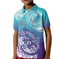 Personalised New Zealand Suicide Prevention Month Kid Polo Shirt You Matter NZ Fern With Maori Koru Lizard LT14 Kid Teal - Polynesian Pride