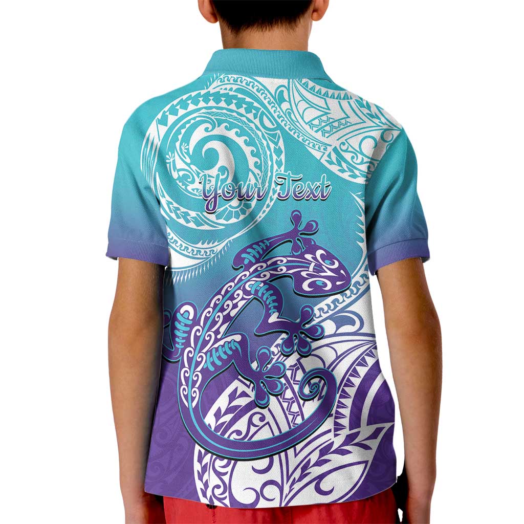 Personalised New Zealand Suicide Prevention Month Kid Polo Shirt You Matter NZ Fern With Maori Koru Lizard LT14 - Polynesian Pride