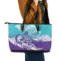 Personalised New Zealand Suicide Prevention Month Leather Tote Bag You Matter NZ Fern With Maori Koru Lizard LT14 - Polynesian Pride