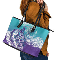 Personalised New Zealand Suicide Prevention Month Leather Tote Bag You Matter NZ Fern With Maori Koru Lizard LT14 - Polynesian Pride