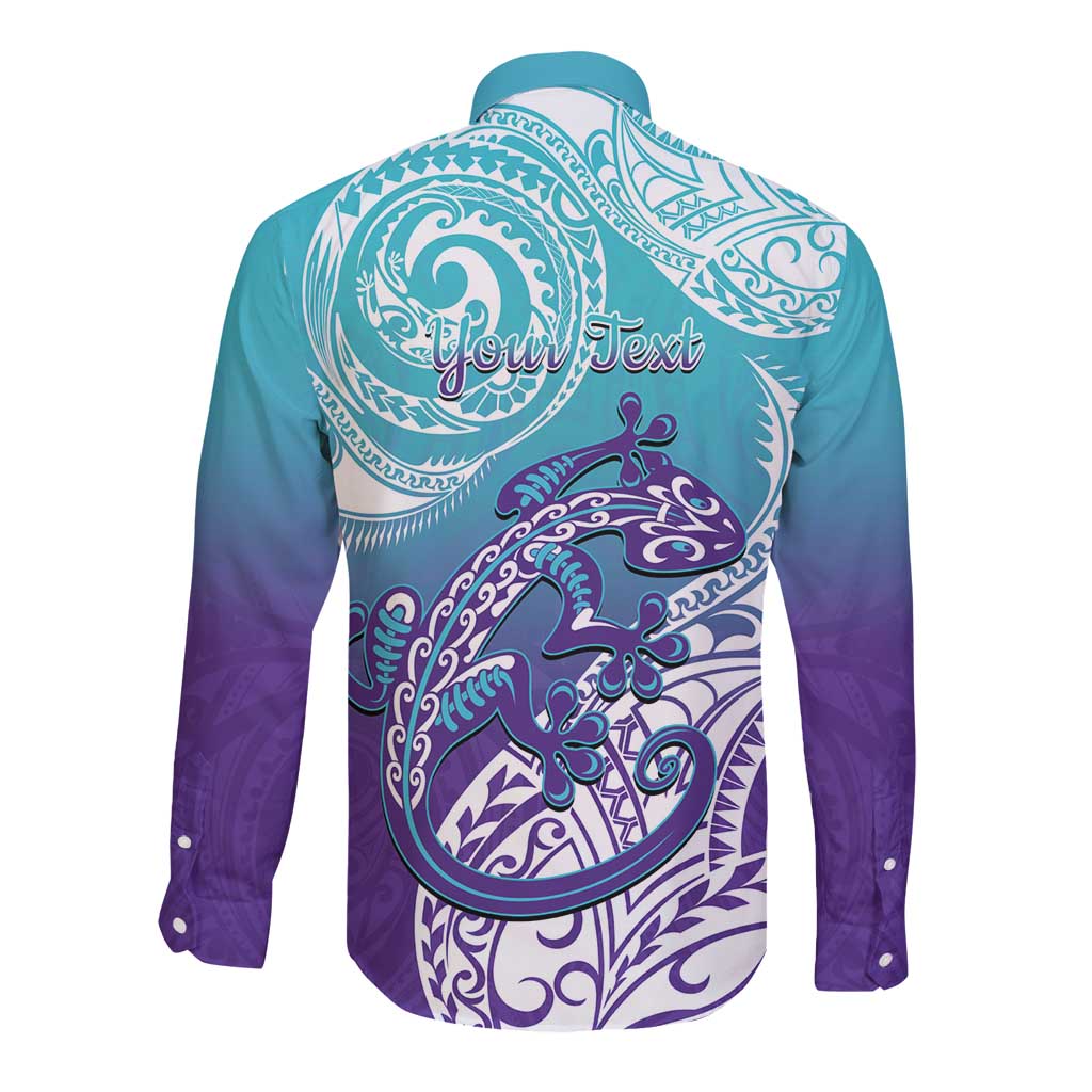 Personalised New Zealand Suicide Prevention Month Long Sleeve Button Shirt You Matter NZ Fern With Maori Koru Lizard LT14 - Polynesian Pride