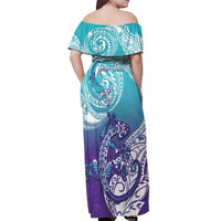 Personalised New Zealand Suicide Prevention Month Off Shoulder Maxi Dress You Matter NZ Fern With Maori Koru Lizard LT14 - Polynesian Pride