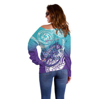 Personalised New Zealand Suicide Prevention Month Off Shoulder Sweater You Matter NZ Fern With Maori Koru Lizard LT14 - Polynesian Pride