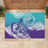 Personalised New Zealand Suicide Prevention Month Rubber Doormat You Matter NZ Fern With Maori Koru Lizard LT14 Teal - Polynesian Pride