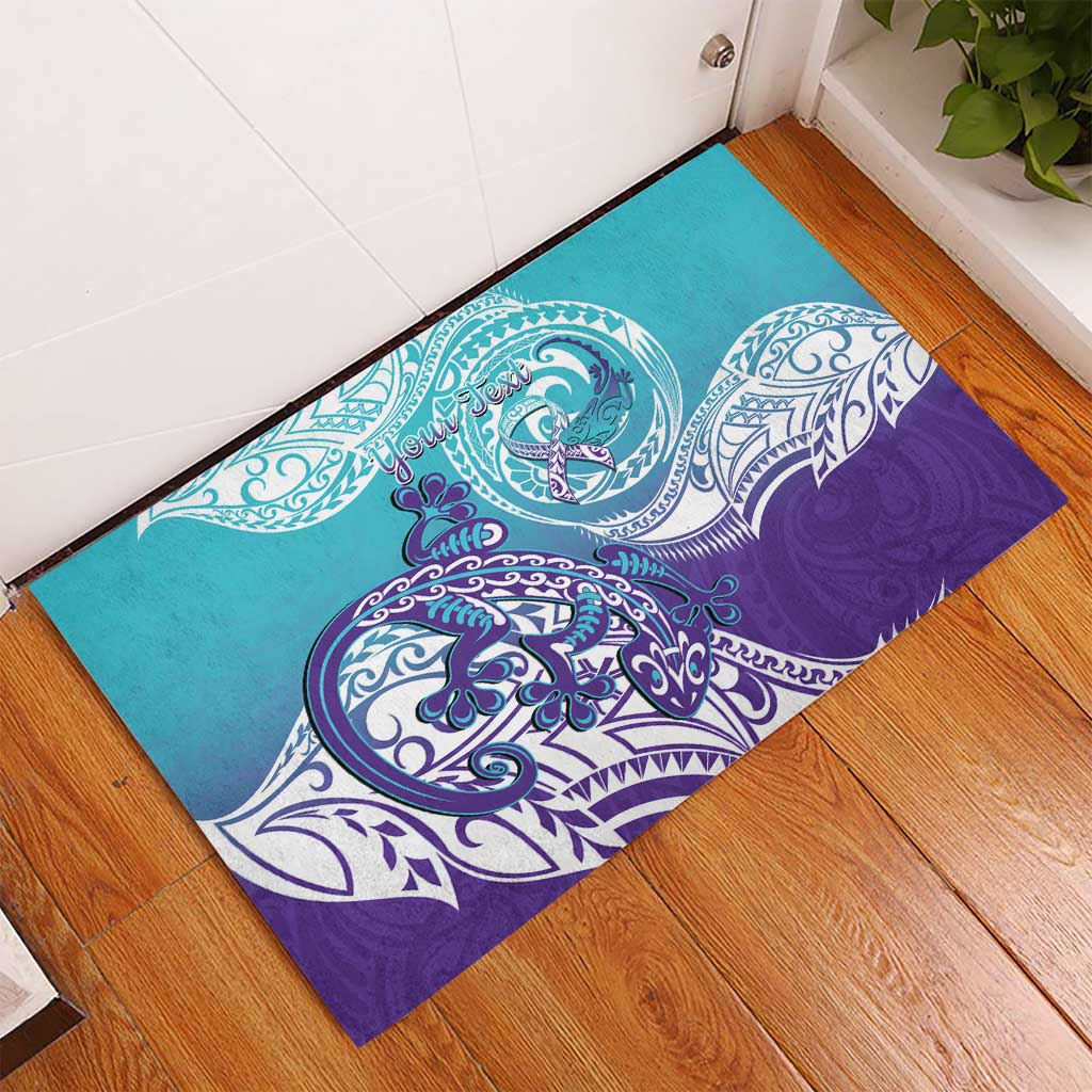 Personalised New Zealand Suicide Prevention Month Rubber Doormat You Matter NZ Fern With Maori Koru Lizard LT14 - Polynesian Pride