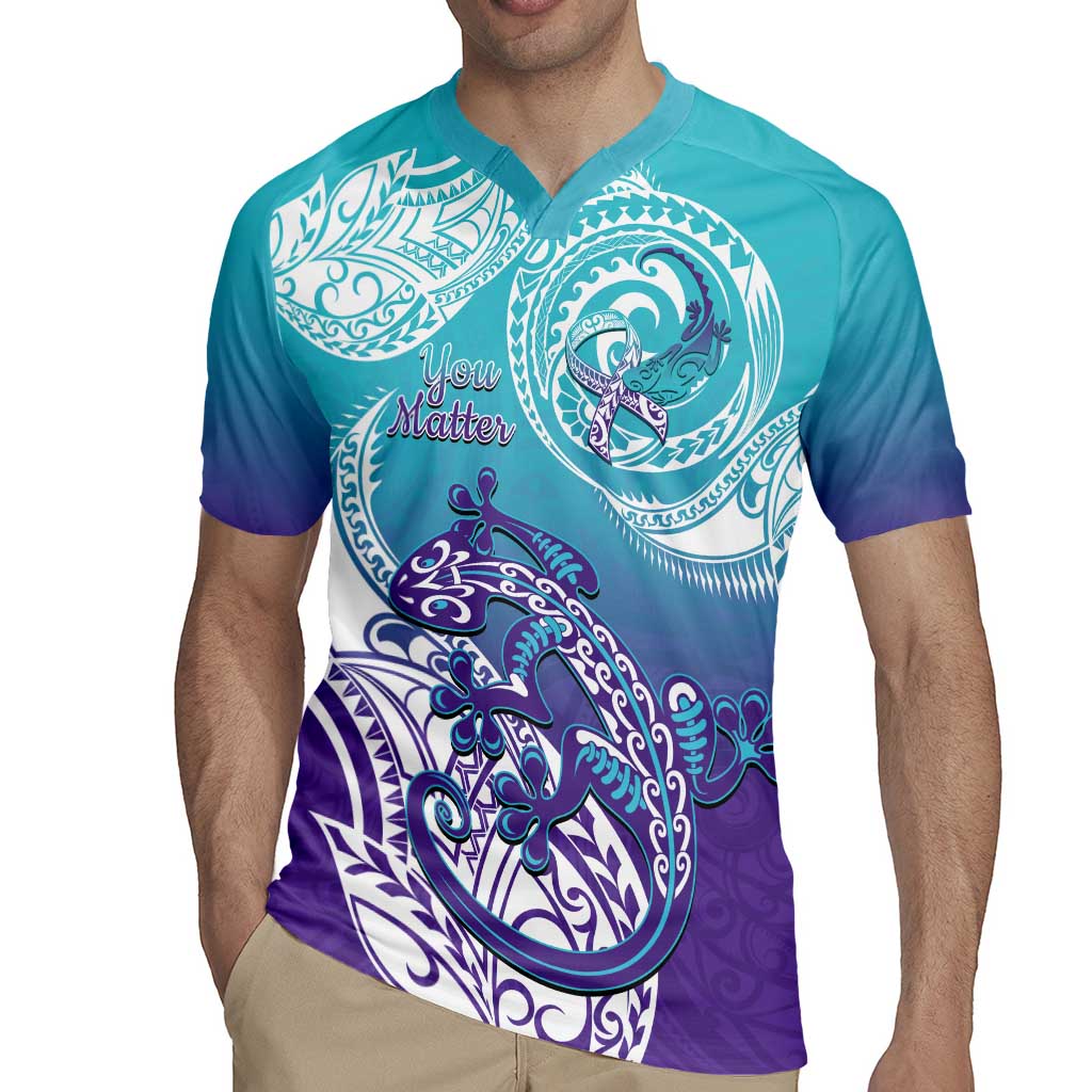 Personalised New Zealand Suicide Prevention Month Rugby Jersey You Matter NZ Fern With Maori Koru Lizard LT14 - Polynesian Pride
