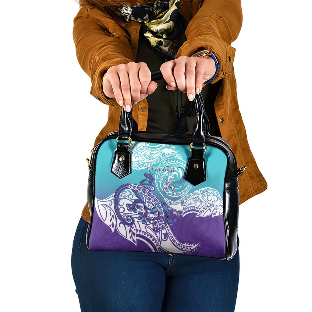 Personalised New Zealand Suicide Prevention Month Shoulder Handbag You Matter NZ Fern With Maori Koru Lizard LT14 One Size Teal - Polynesian Pride