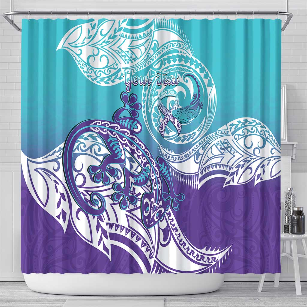 Personalised New Zealand Suicide Prevention Month Shower Curtain You Matter NZ Fern With Maori Koru Lizard LT14 - Polynesian Pride