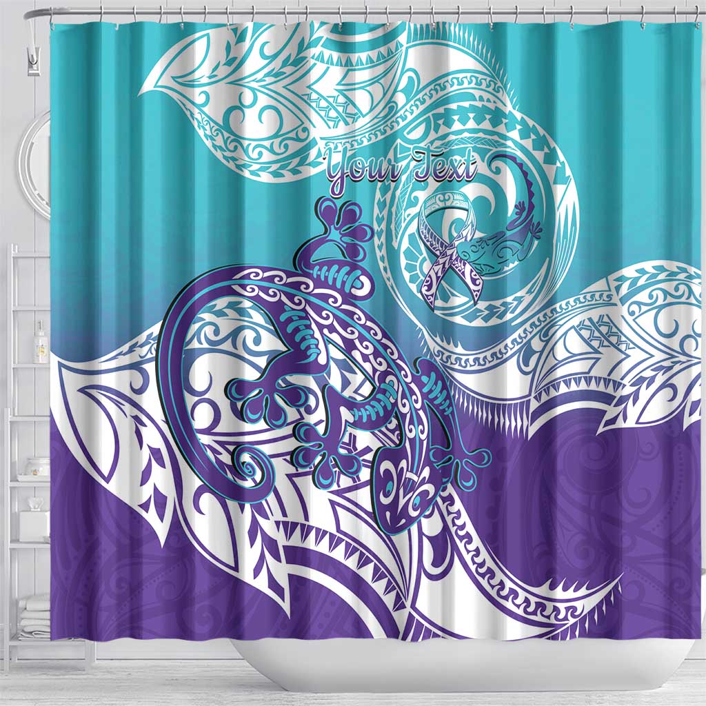 Personalised New Zealand Suicide Prevention Month Shower Curtain You Matter NZ Fern With Maori Koru Lizard LT14 - Polynesian Pride