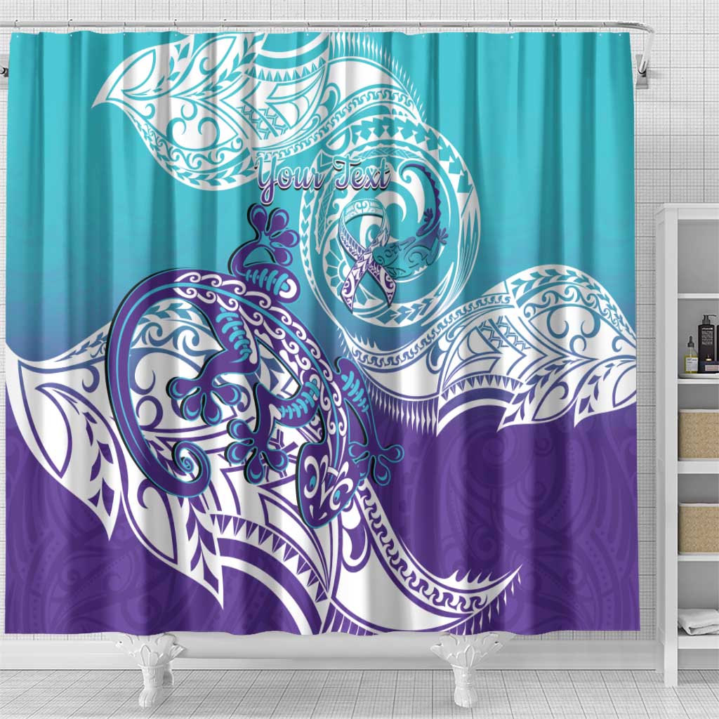 Personalised New Zealand Suicide Prevention Month Shower Curtain You Matter NZ Fern With Maori Koru Lizard LT14 - Polynesian Pride