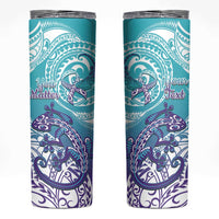 Personalised New Zealand Suicide Prevention Month Skinny Tumbler You Matter NZ Fern With Maori Koru Lizard LT14 Teal - Polynesian Pride