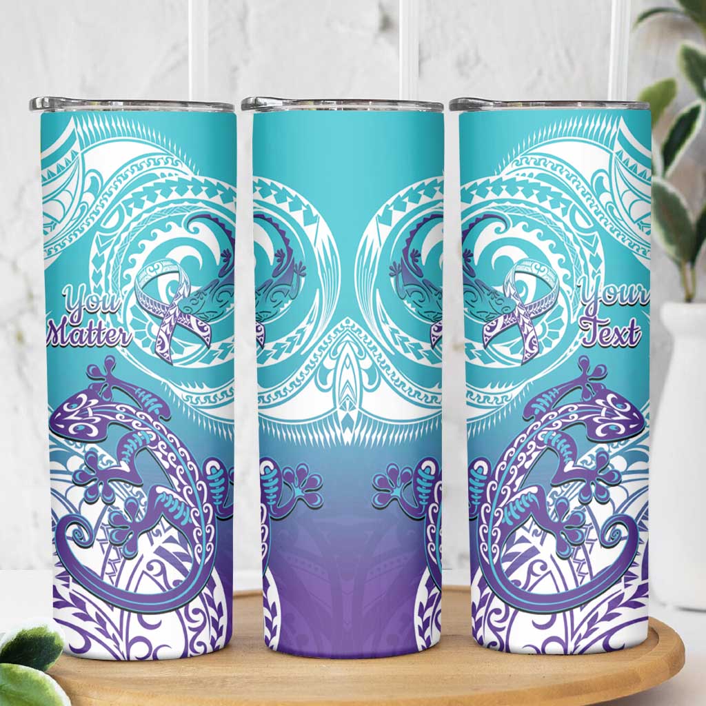 Personalised New Zealand Suicide Prevention Month Skinny Tumbler You Matter NZ Fern With Maori Koru Lizard LT14 - Polynesian Pride