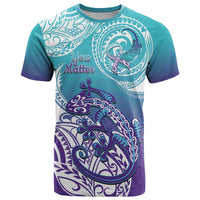 Personalised New Zealand Suicide Prevention Month T Shirt You Matter NZ Fern With Maori Koru Lizard LT14 Teal - Polynesian Pride