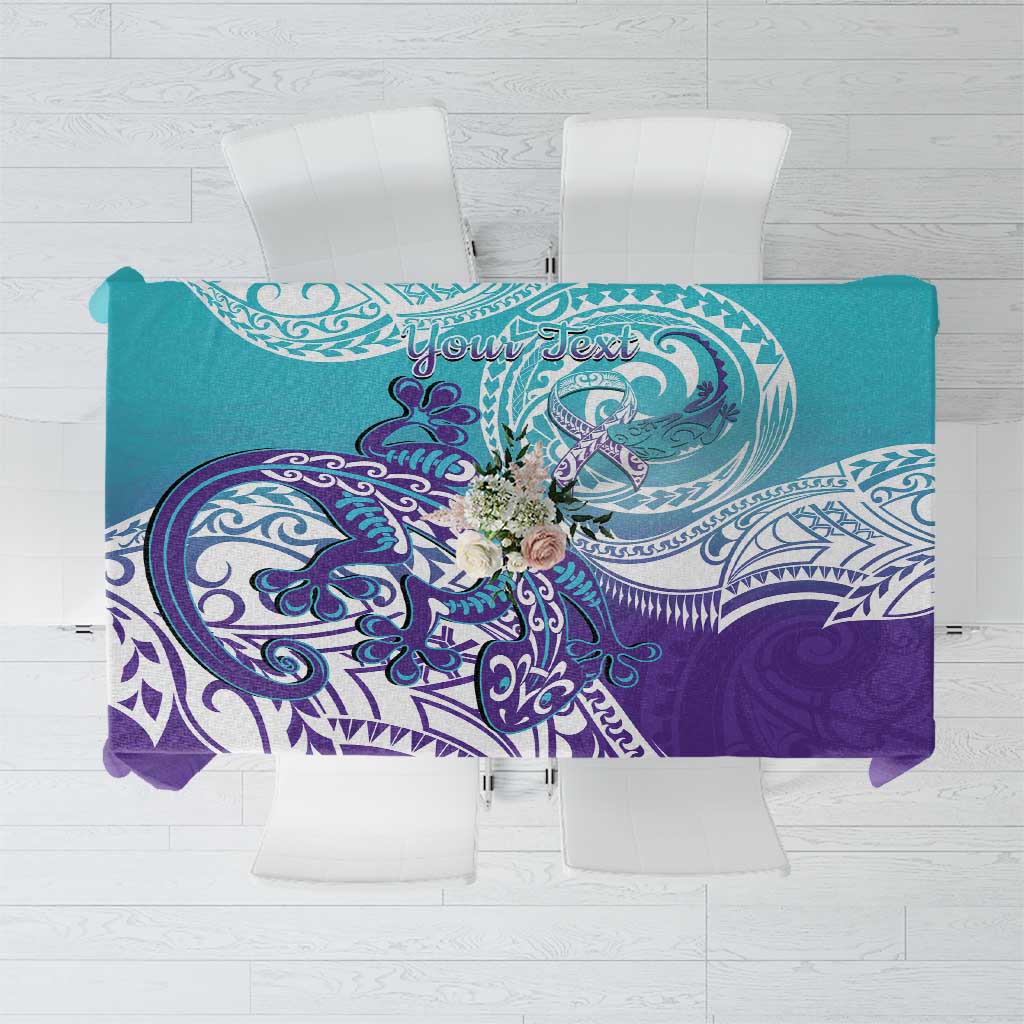 Personalised New Zealand Suicide Prevention Month Tablecloth You Matter NZ Fern With Maori Koru Lizard LT14 Teal - Polynesian Pride