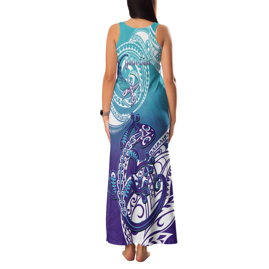 Personalised New Zealand Suicide Prevention Month Tank Maxi Dress You Matter NZ Fern With Maori Koru Lizard LT14 - Polynesian Pride