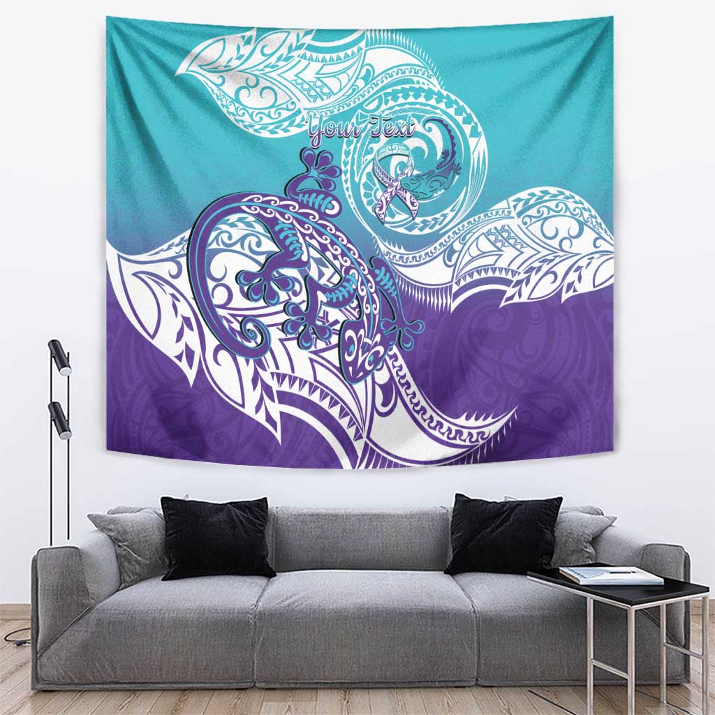 Personalised New Zealand Suicide Prevention Month Tapestry You Matter NZ Fern With Maori Koru Lizard LT14 Teal - Polynesian Pride