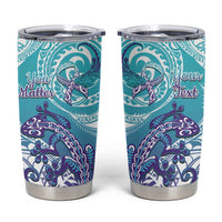 Personalised New Zealand Suicide Prevention Month Tumbler Cup You Matter NZ Fern With Maori Koru Lizard LT14 Teal - Polynesian Pride