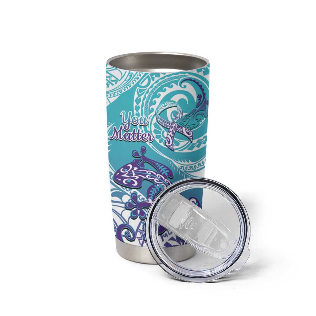 Personalised New Zealand Suicide Prevention Month Tumbler Cup You Matter NZ Fern With Maori Koru Lizard LT14 - Polynesian Pride