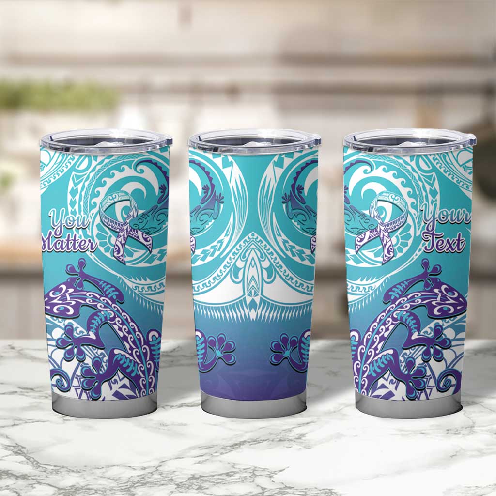 Personalised New Zealand Suicide Prevention Month Tumbler Cup You Matter NZ Fern With Maori Koru Lizard LT14 - Polynesian Pride