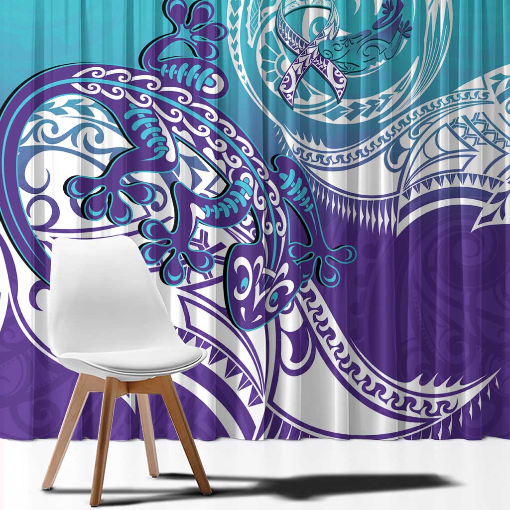 Personalised New Zealand Suicide Prevention Month Window Curtain You Matter NZ Fern With Maori Koru Lizard LT14 - Polynesian Pride