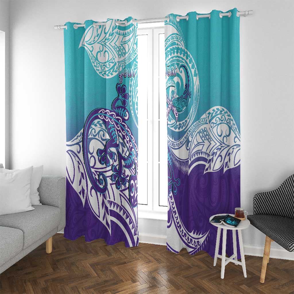 Personalised New Zealand Suicide Prevention Month Window Curtain You Matter NZ Fern With Maori Koru Lizard LT14 With Grommets Teal - Polynesian Pride