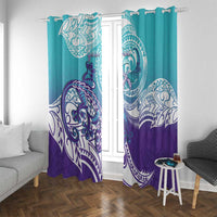 Personalised New Zealand Suicide Prevention Month Window Curtain You Matter NZ Fern With Maori Koru Lizard LT14 With Grommets Teal - Polynesian Pride