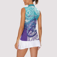 Personalised New Zealand Suicide Prevention Month Women Sleeveless Polo Shirt You Matter NZ Fern With Maori Koru Lizard LT14 - Polynesian Pride
