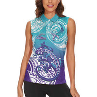 Personalised New Zealand Suicide Prevention Month Women Sleeveless Polo Shirt You Matter NZ Fern With Maori Koru Lizard LT14 - Polynesian Pride