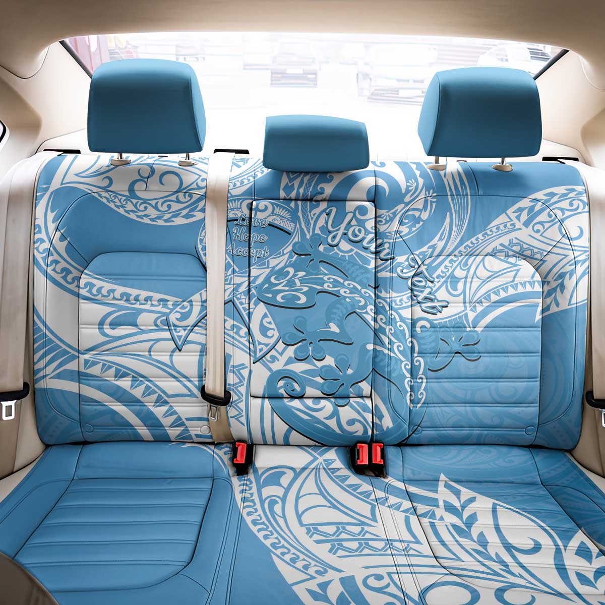 Personalised New Zealand Autism Awareness Back Car Seat Cover NZ Fern With Maori Koru Lizard LT14 - Polynesian Pride