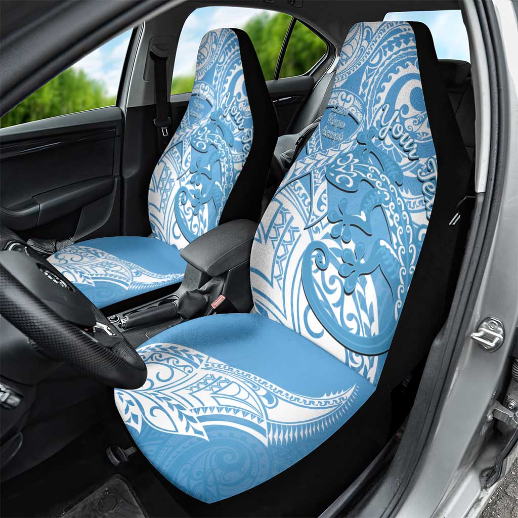 Personalised New Zealand Autism Awareness Car Seat Cover NZ Fern With Maori Koru Lizard LT14 - Polynesian Pride
