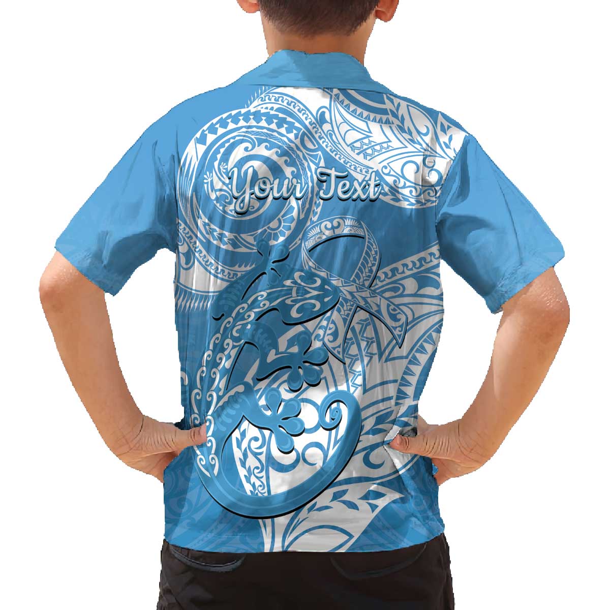 Personalised New Zealand Autism Awareness Family Matching Puletasi and Hawaiian Shirt NZ Fern With Maori Koru Lizard LT14 - Polynesian Pride