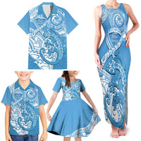 Personalised New Zealand Autism Awareness Family Matching Tank Maxi Dress and Hawaiian Shirt NZ Fern With Maori Koru Lizard LT14 - Polynesian Pride