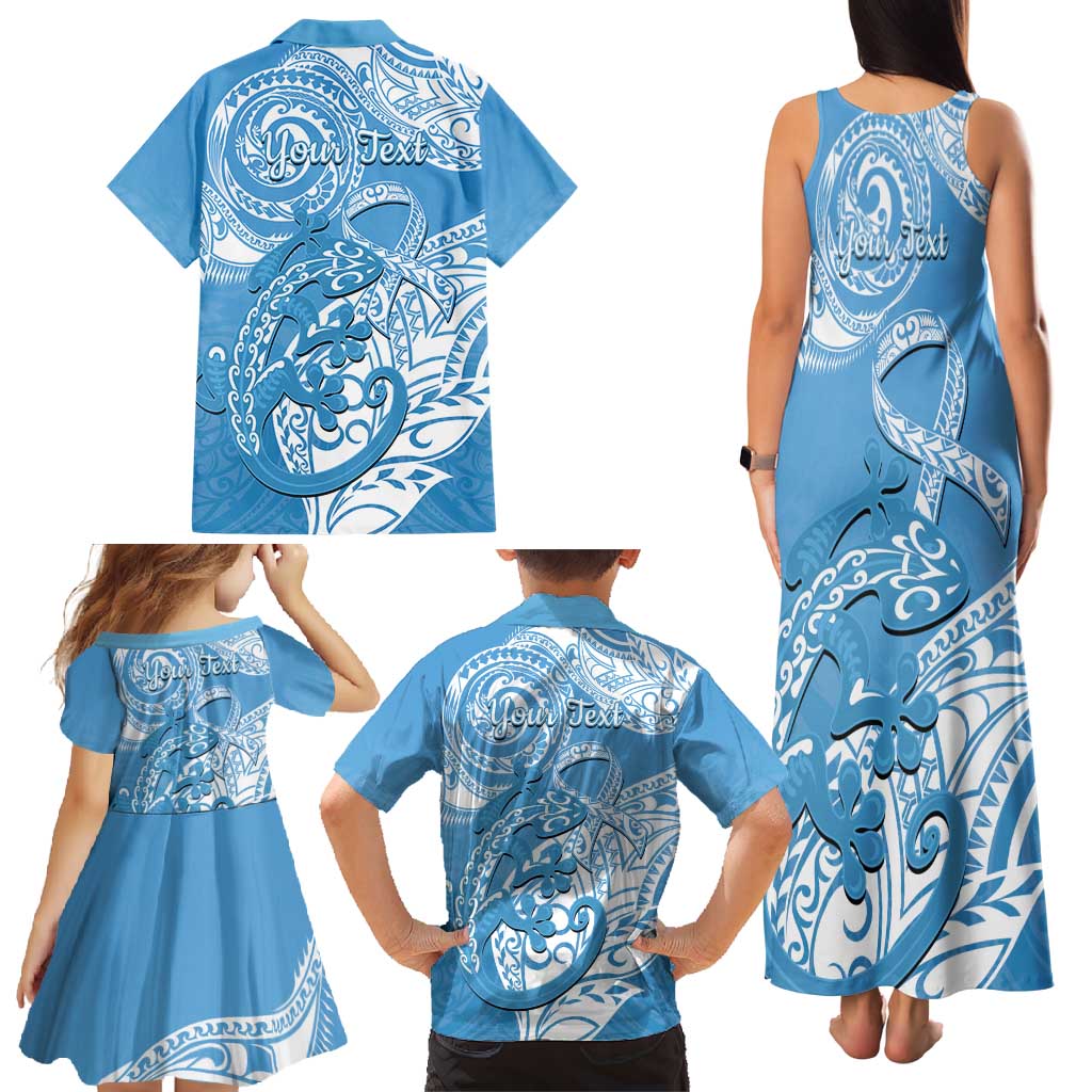 Personalised New Zealand Autism Awareness Family Matching Tank Maxi Dress and Hawaiian Shirt NZ Fern With Maori Koru Lizard LT14 - Polynesian Pride