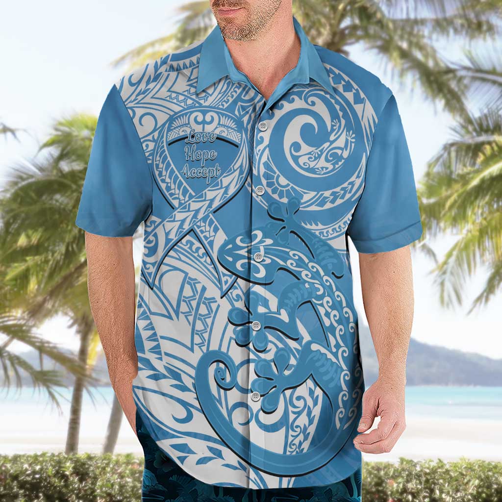 Personalised New Zealand Autism Awareness Hawaiian Shirt NZ Fern With Maori Koru Lizard LT14 - Polynesian Pride