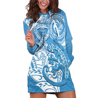 Personalised New Zealand Autism Awareness Hoodie Dress NZ Fern With Maori Koru Lizard LT14 Blue - Polynesian Pride