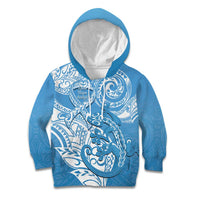 Personalised New Zealand Autism Awareness Kid Hoodie NZ Fern With Maori Koru Lizard LT14 Hoodie Blue - Polynesian Pride