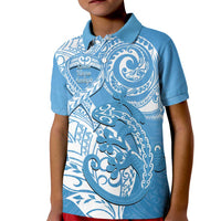 Personalised New Zealand Autism Awareness Kid Polo Shirt NZ Fern With Maori Koru Lizard LT14 Kid Blue - Polynesian Pride