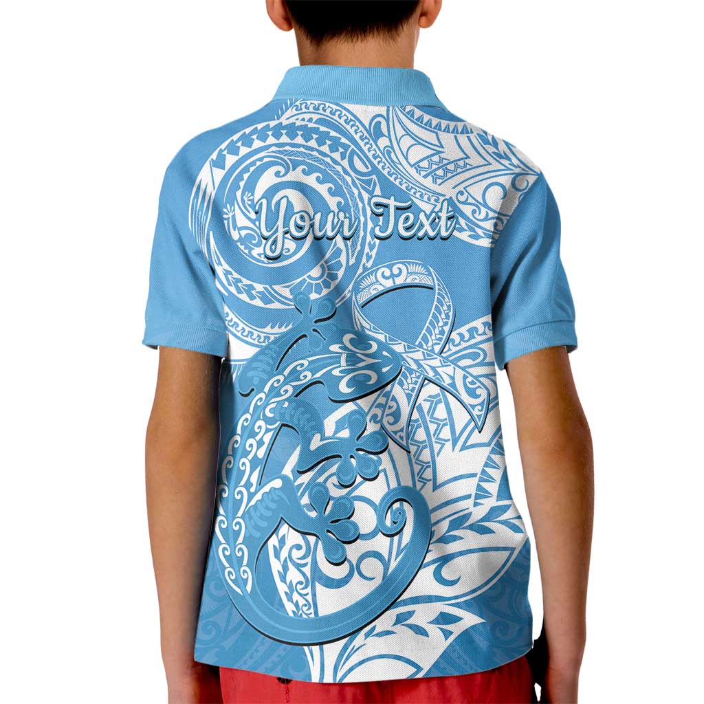 Personalised New Zealand Autism Awareness Kid Polo Shirt NZ Fern With Maori Koru Lizard LT14 - Polynesian Pride