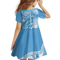 Personalised New Zealand Autism Awareness Kid Short Sleeve Dress NZ Fern With Maori Koru Lizard LT14 - Polynesian Pride