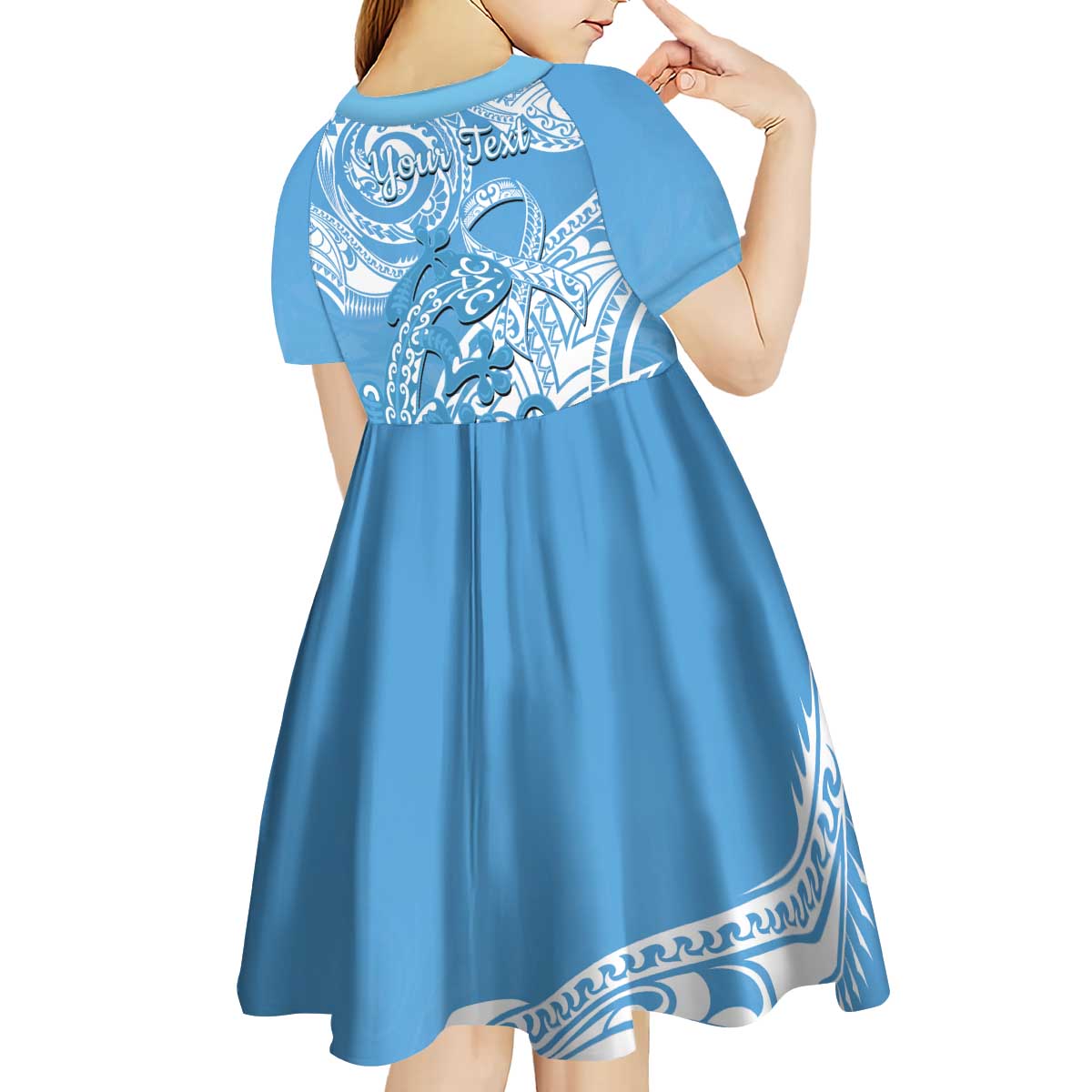 Personalised New Zealand Autism Awareness Kid Short Sleeve Dress NZ Fern With Maori Koru Lizard LT14 - Polynesian Pride